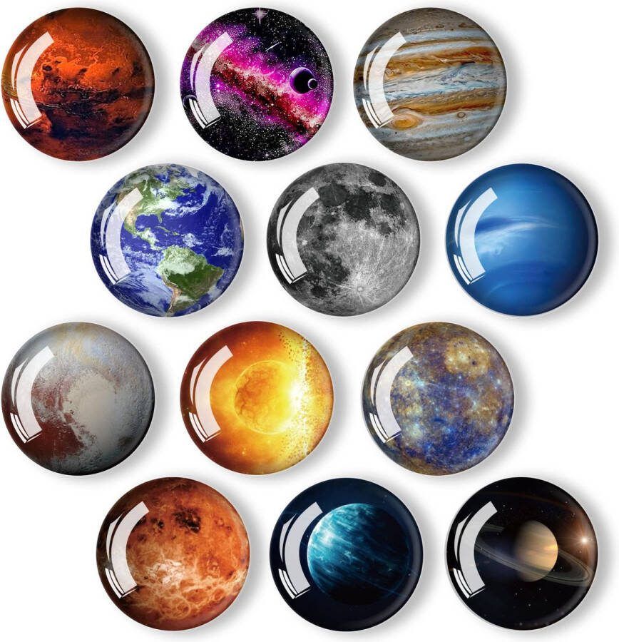 GEFIRE Planet koelkastmagneten magneten kinderkoelkastmagneten magneten koelkast magneten voor kinderen geschikt voor whiteboards koelkasten foto's enz rond 30 mm)