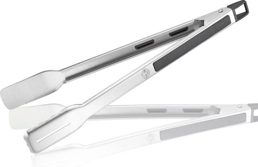 GEFU Barbecuetang BBQ Vergrendelingsmechanisme met geïntegreerd ophangoog edelstaal