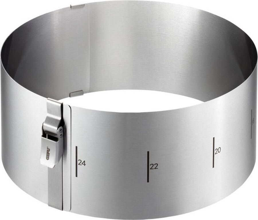 GEFU Verstelbare taartring met clip Ø16 Ø30 cm x 10 cm RVS 20 jaar garantie TONDO CLIP