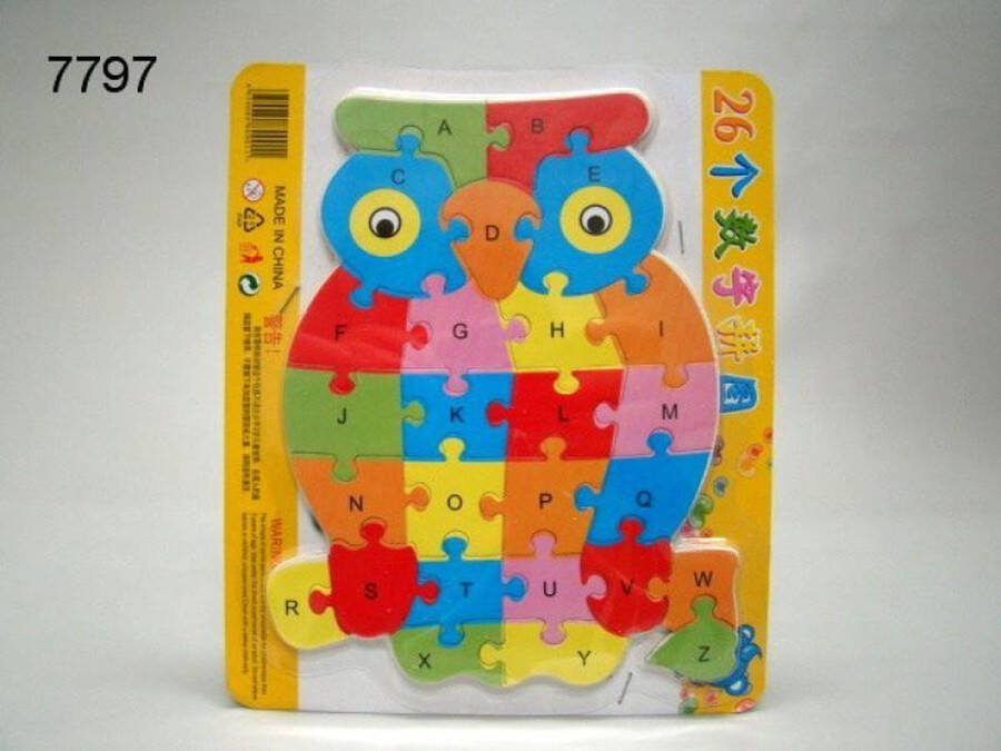 Geharo Vormenpuzzel uil met alfabet