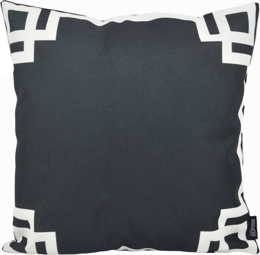 Gek op Kussens! Sierkussen Black & White Greek Key Outdoor Buiten Collectie 45 x 45 cm Katoen Polyester