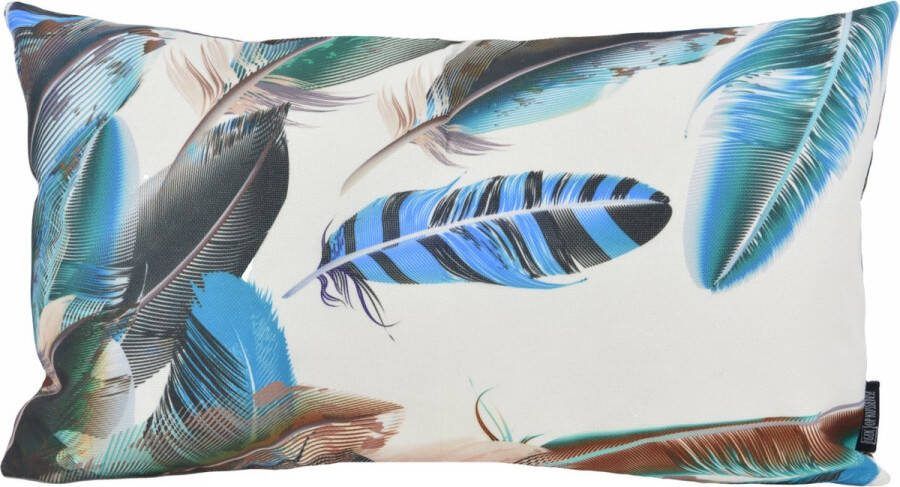 Gek op Kussens! Sierkussen Blue Green Peacock Outdoor Buiten Collectie 30 x 50 cm Katoen Polyester