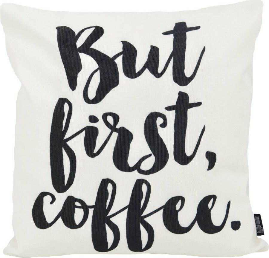 Gek op Kussens! Sierkussen But First Coffee Outdoor Buiten Collectie 45 x 45 cm Katoen Polyester