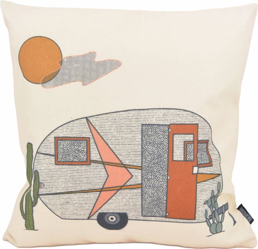 Gek op Kussens! Sierkussen Caravan Camping Outdoor Buiten Collectie 45 x 45 cm Katoen Polyester
