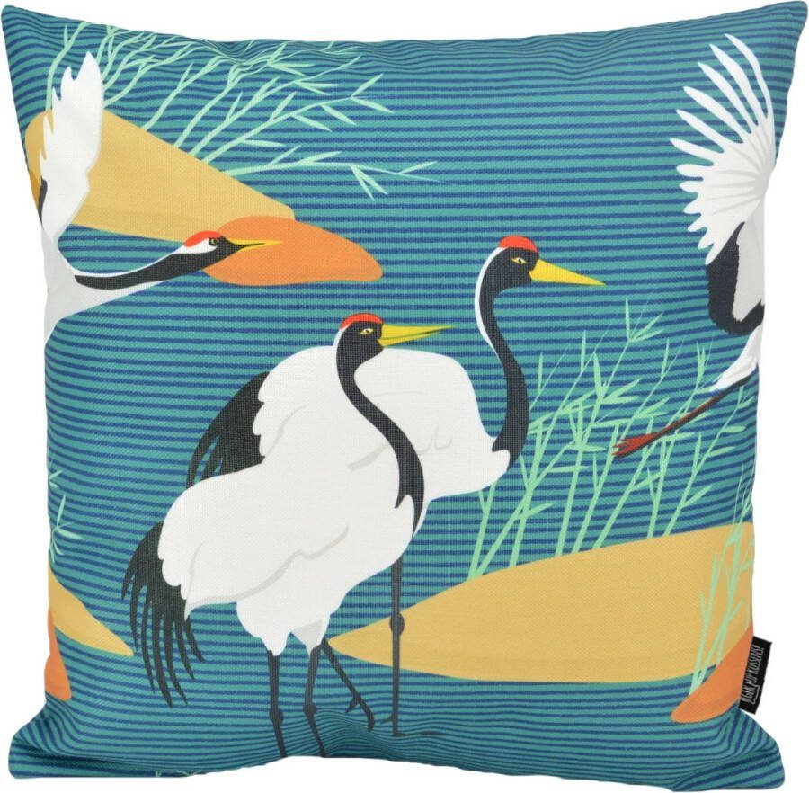 Gek op Kussens! Sierkussen Crane Birds #2 Outdoor 45 x 45 cm Katoen Polyester