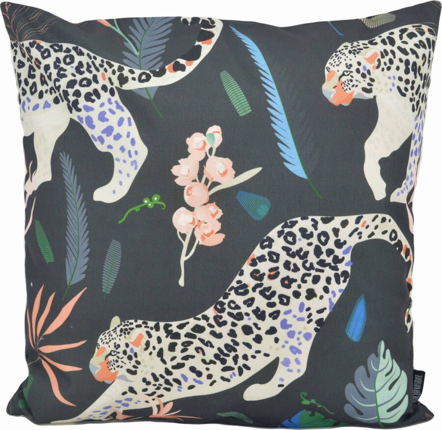 Gek op Kussens! Sierkussen Luipaard Zwart Outdoor Buiten Collectie 45 x 45 cm Katoen Polyester