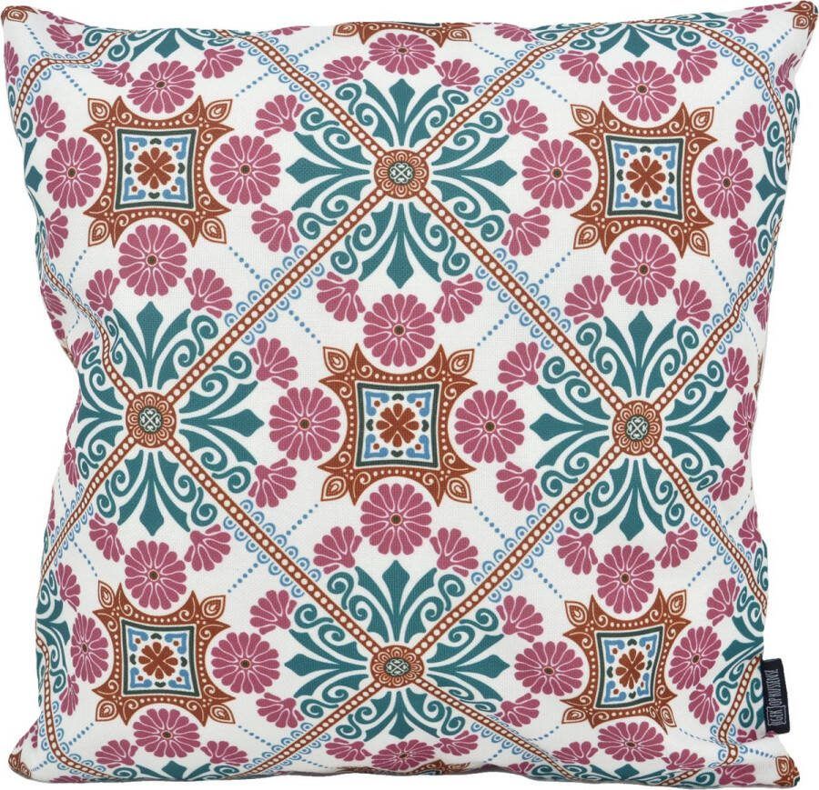 Gek op Kussens! Sierkussen Mozaiek Roze Groen Outdoor Buiten Collectie 45 x 45 cm Katoen Polyester
