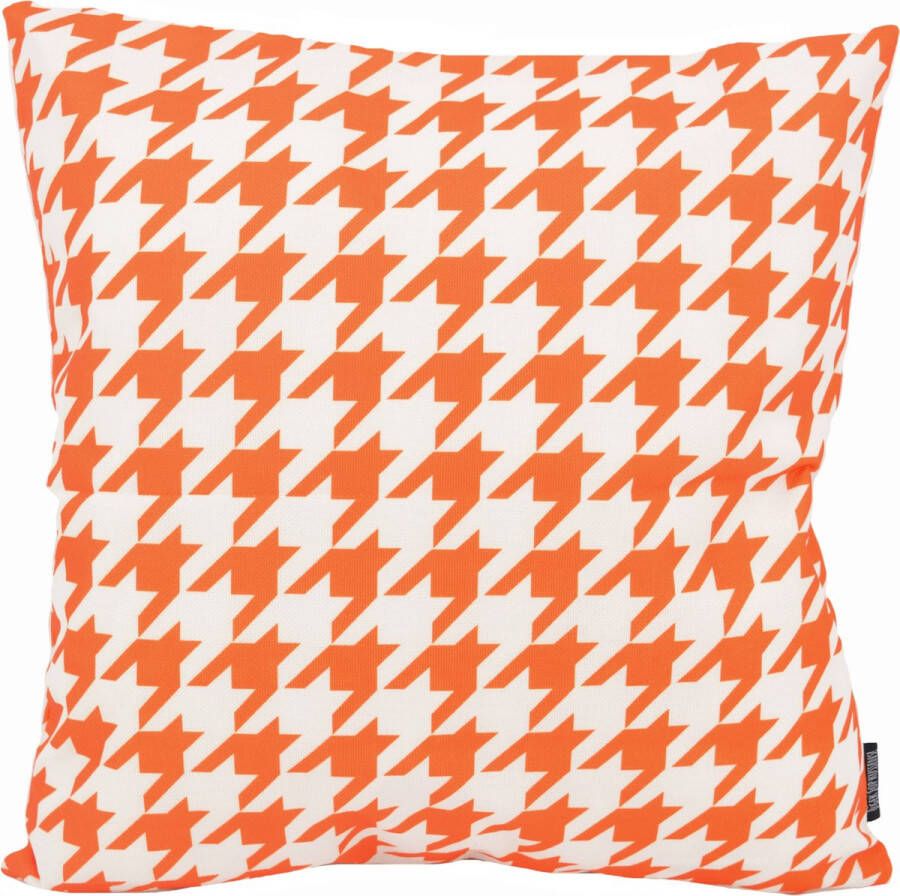 Gek op Kussens! Sierkussen Pied-de-Poule Oranje Outdoor Buiten Collectie 45 x 45 cm Katoen Polyester