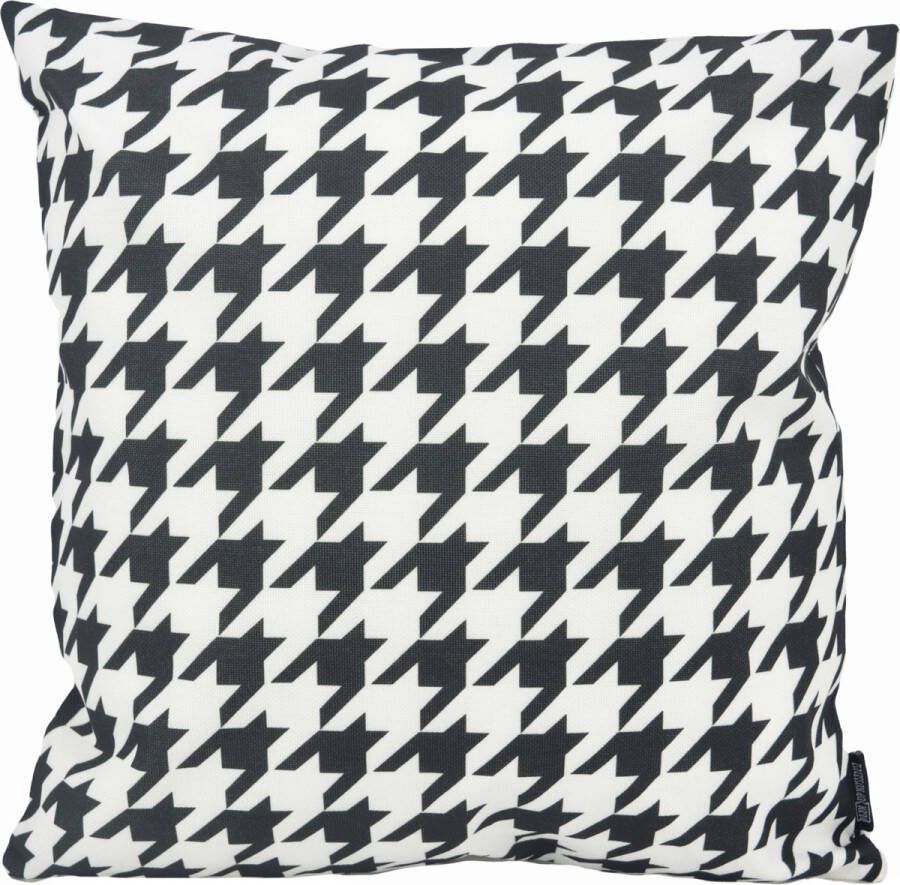 Gek op Kussens! Sierkussen Pied-de-Poule Zwart Outdoor Buiten Collectie 45 x 45 cm Katoen Polyester