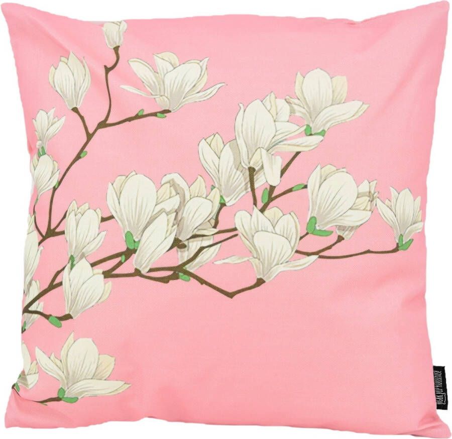 Gek op Kussens! Sierkussen Pink Magnolia Outdoor Buiten Collectie 45 x 45 cm Katoen Polyester