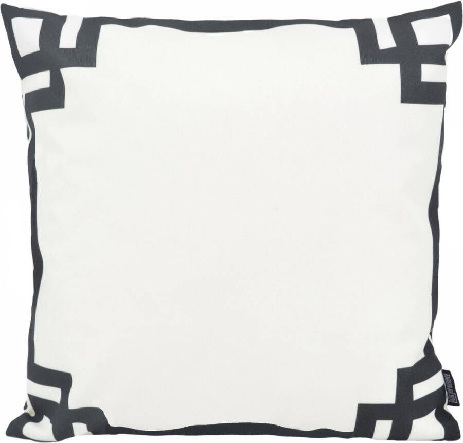 Gek op Kussens! Sierkussen White & Black Greek Key Outdoor Buiten Collectie 45 x 45 cm Katoen Polyester