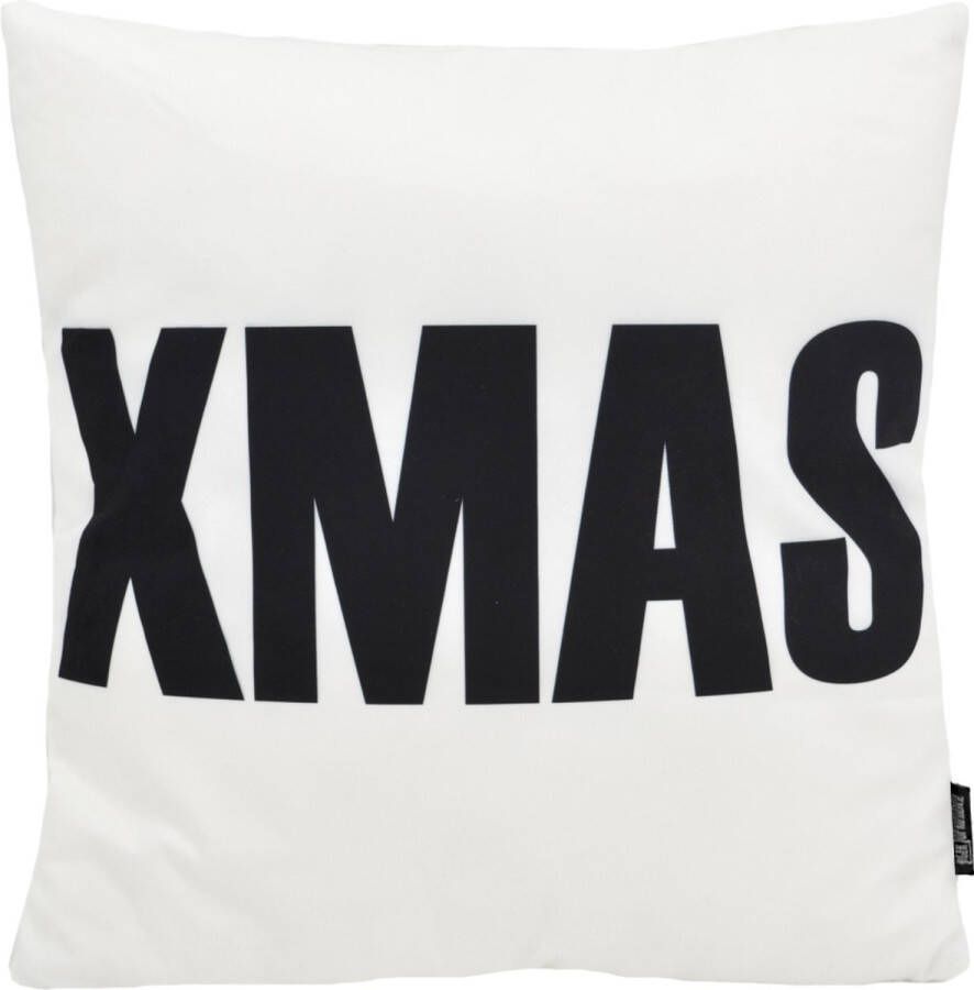 Gek op Kussens! XMAS White 'Kerst' Kussenhoes Katoen Polyester 45 x 45 cm Zwart-Wit
