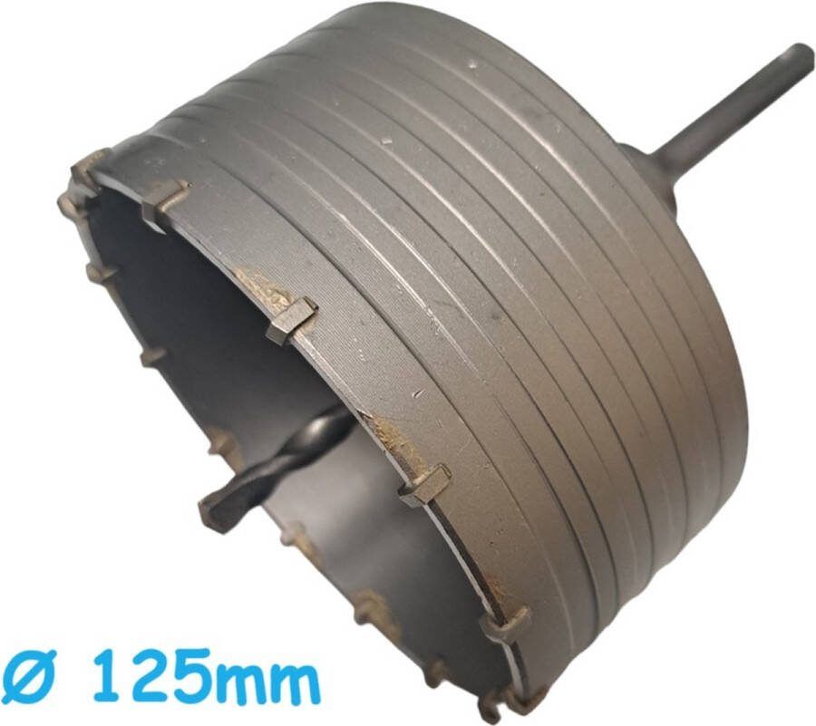 Geko Dozenboor Ø 125mm + SDS-Plus adapter electra installatieboor gatenzaag holle boorkroon spandoorn gatsnijder drijfstang