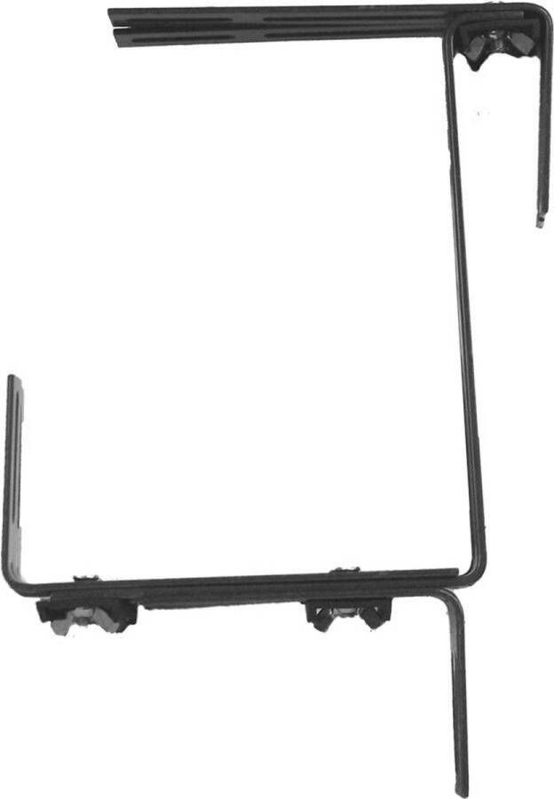 Geli Set van 2 verstelbare metalen balkonbeugel voor railing t m 14 cm antraciet grijs Bloem plantenbakken ophang beugel