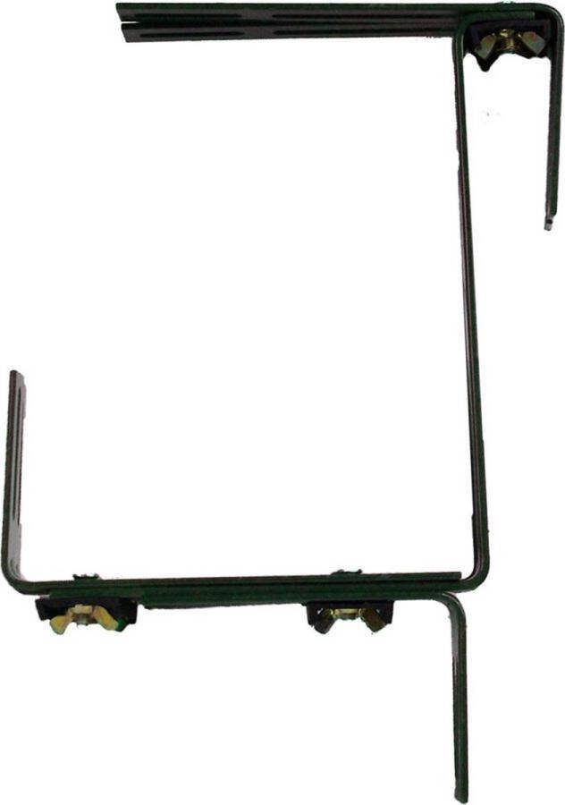 Geli Set van 2 verstelbare metalen balkonbeugel voor railing t m 14 cm donker groen Bloem plantenbakken ophang beugel