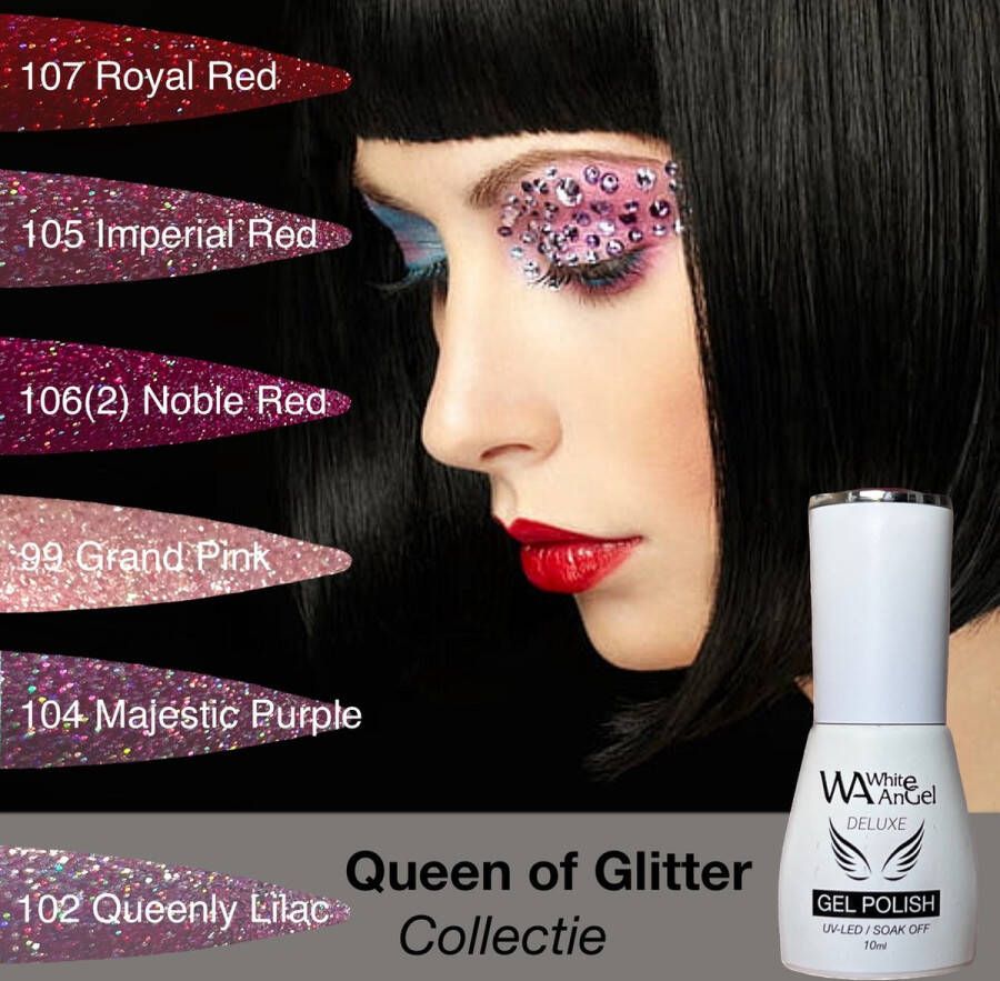 Gellex Deluxe Queen of Glitter Collectie Gellak Set – Gellak starterspakket Gel nagellak 6 x 10ml