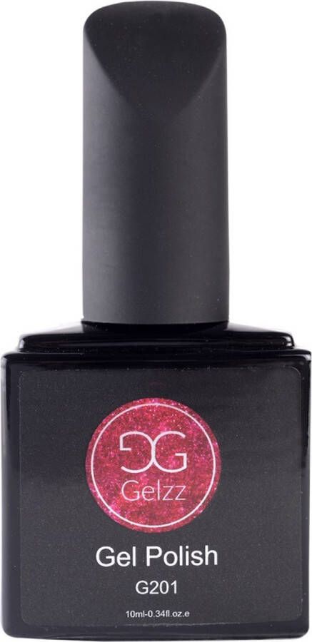 Gelzz Gellak Gel Nagellak kleur Red Sparkle G201 BruinNudeRoze Dekkende kleur 10ml