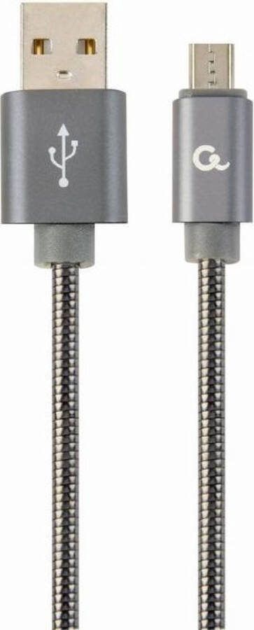 Gembird Premium micro-USB laad- & datakabel 'metaal' 1 m metallic-grijs