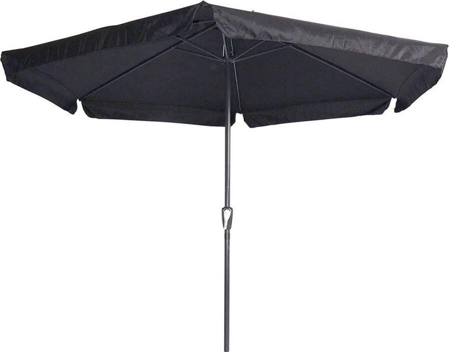 Outdoor Living Gemini Parasol stokparasol Ø300 cm zwart Opdraaibaar Aluminium frame Stokdikte 38 mm