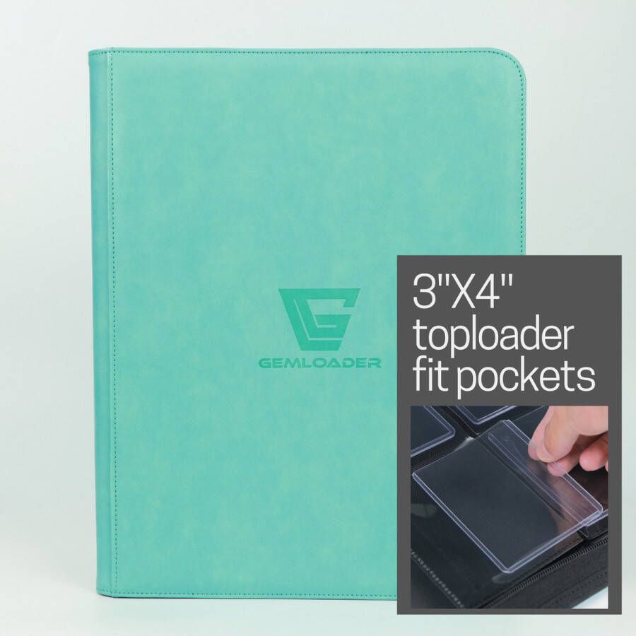 Gemloader Premium 3''X4'' toploader binder Pokemon kaarten verzamelmap [216 pockets] Tiffany Blue