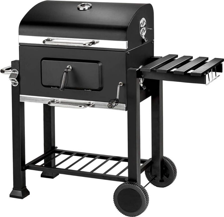 Gemsani.com SofiBarbecue Smoker Barbecue Houtskool Draagbare BBQ Grill Tuin grilloppervlak (LxB) 60 x 42 cm met Thermometer in de Deksel RVS Houtskoolbarbecue