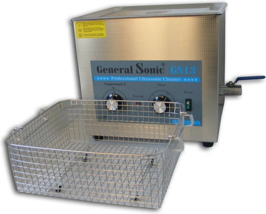 GeneralSonic GS13 – 13 liter | Professionele ultrasoon reiniger met een krachtige reiniging (Ultrasoonbad ultrasoon baden reinigingsbad ultrasone reiniger carburateur reinigers ultrasonic cleaner injectoren brillen apparaat grote ultrasoonbak)