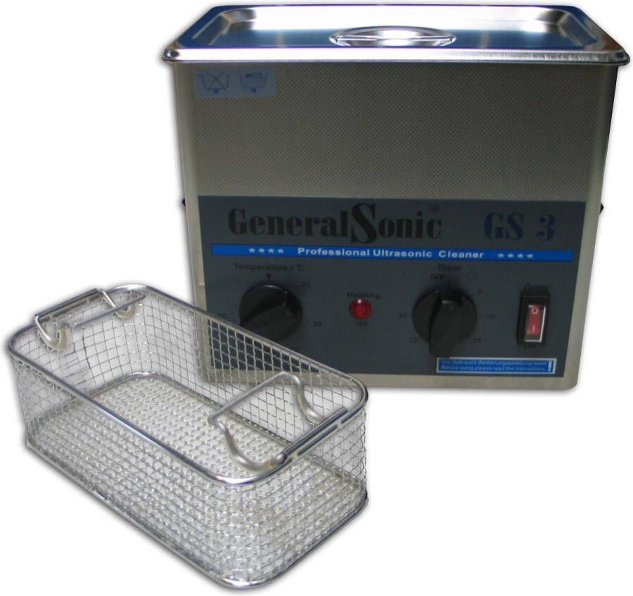 GeneralSonic GS3 – 3 liter Professionele ultrasoon reiniger met een krachtige reiniging (Ultrasoonbad ultrasoon baden reinigingsbad ultrasone reiniger reinigers ultrasonic cleaner sieraden brillen apparaat pedicure)