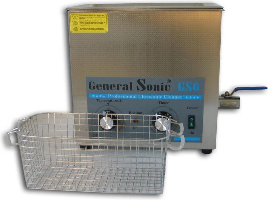 GeneralSonic GS6 – 6 liter | Professionele ultrasoon reiniger met een krachtige reiniging (Ultrasoonbad ultrasoon baden reinigingsbad ultrasone reiniger carburateur reinigers ultrasonic cleaner injectoren brillen apparaat grote ultrasoonbak)