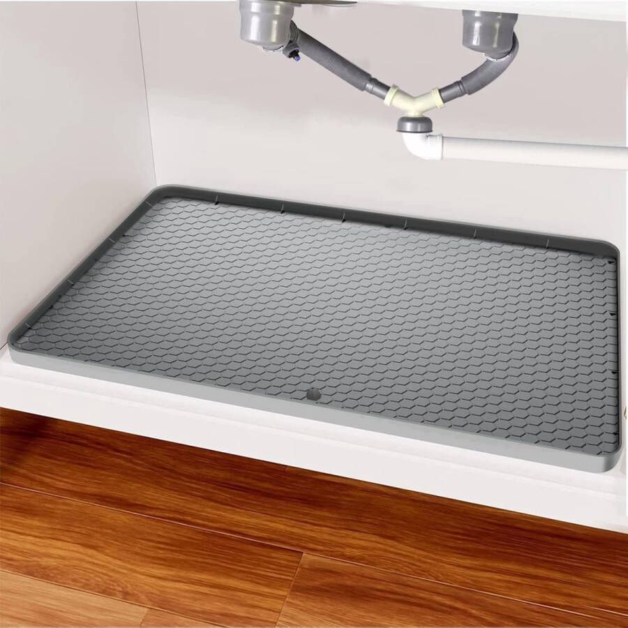 Generic 1 stuk onder de gootsteen organizer Waterdichte wasbare mat Siliconen onder de gootsteen kastbeschermer Lekbak met afvoergaten oor keuken badkamerkasten keukenorganisatie en opslag keukenaccessoires 34 x 22 inch grijs