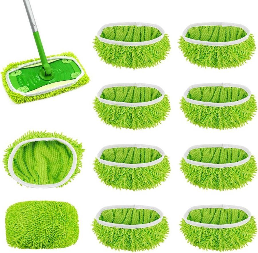 Generic 10 stuks vloerwissers geschikt voor Swiffer Microvezeldoek Voor Sweeper Dweil 25 5 x 11 5 cm nat en droog gebruik dweildoeken herbruikbare natte doeken voor alle soorten vloeren