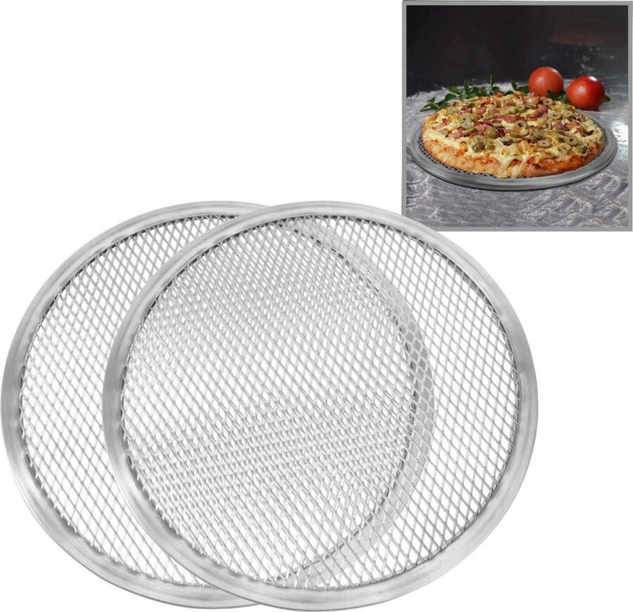 Generic 2-delige keukenpannenset Steak Pizza Koffie Brood Taart Netbak Draaiplateau Netbak 40 cm Wit Grill