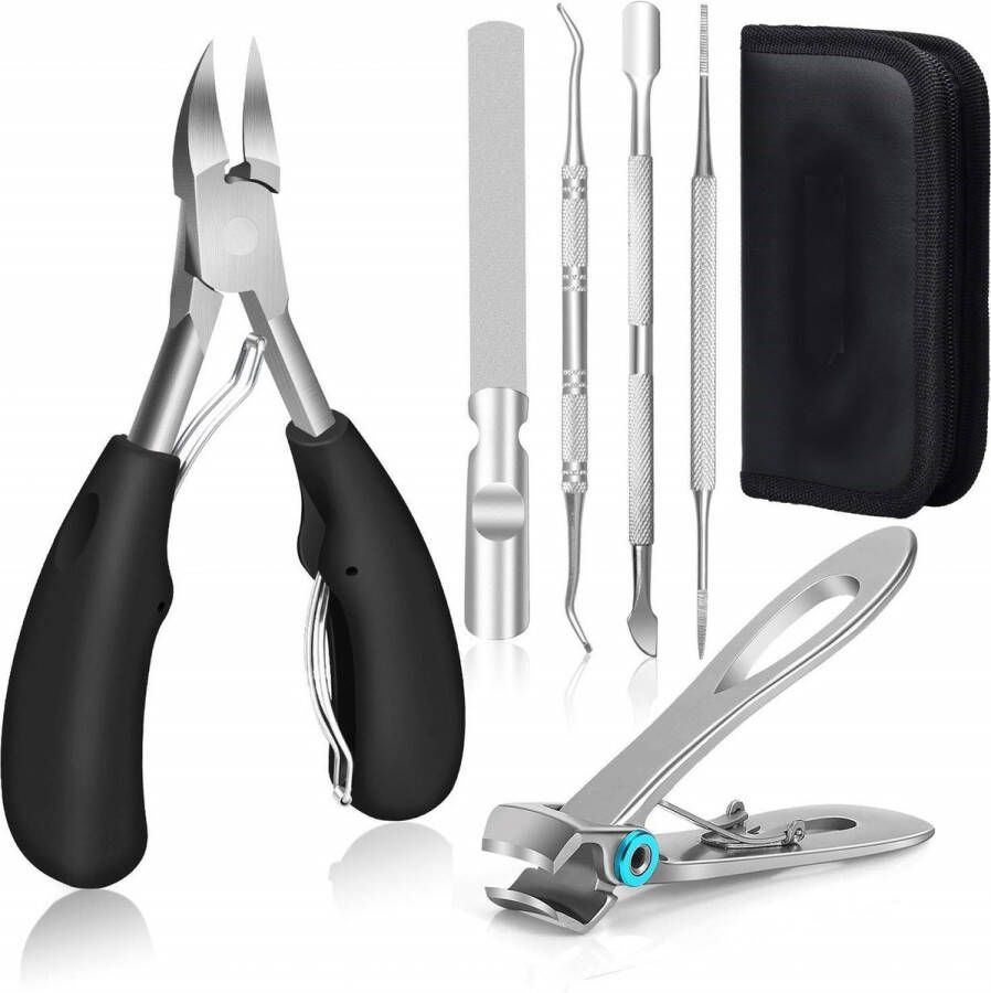 Generic 6-Pack Grote Nagelknippers Dikke Nagel Teennagelknippers Nagelknippers Voor Dikke Ingegroeide Nagels Ideale Teennagel Gereedschapsset Pedicure Mannen Vrouwen Senioren Zwart