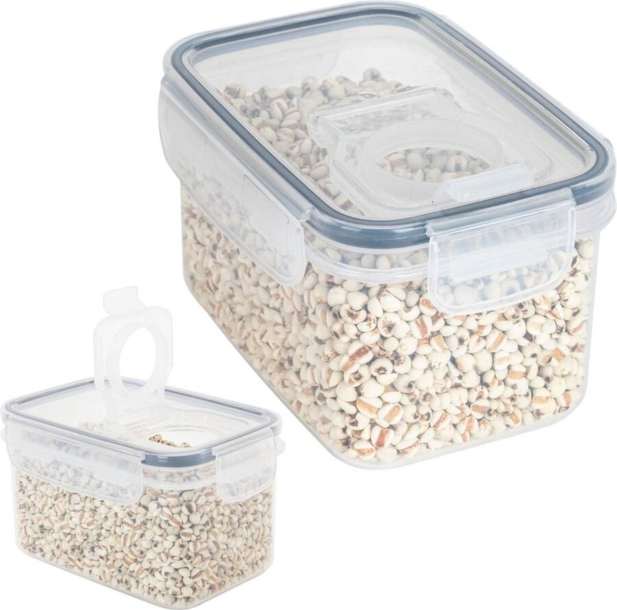 Generic 2 stuk luchtdichte voedselopslagcontainers 800ml doorzichtige plastic voorraadbus vacuüm vochtbestendig vershoudbare stapelbare opbergorganizer voor keukenorganisatie