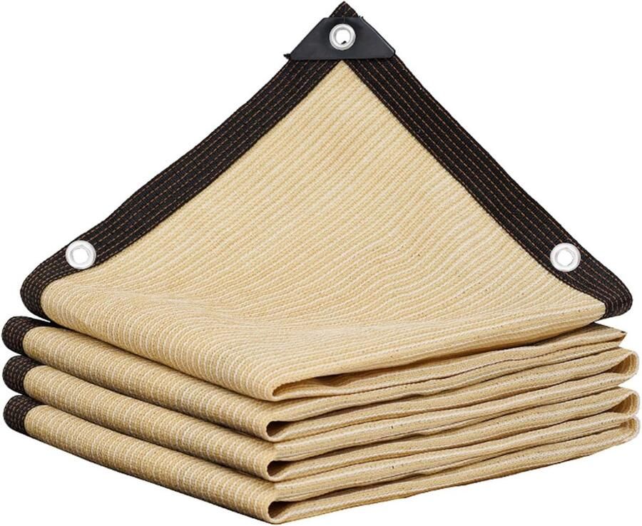 Generic Schaduwnet Beige Zonbeschermingsnet Schaduwgaas voor buitenterras Tuin Pergola Kasplanten Schaduwzeilen Zonneschermnet met oogjes 85% UV-bescherming Schaduwnetwerk Schaduwdoek-2x3m(6.6*9.8ft)