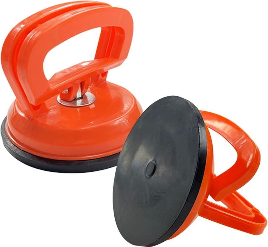 Generic Zuigheffer (set van 2) 50 kg draagbare extra sterke zuignappen 12 cm rubberen zuignapreparatieset voor het transporteren van tegels glas terraspanelen laminaat ramen (oranje)
