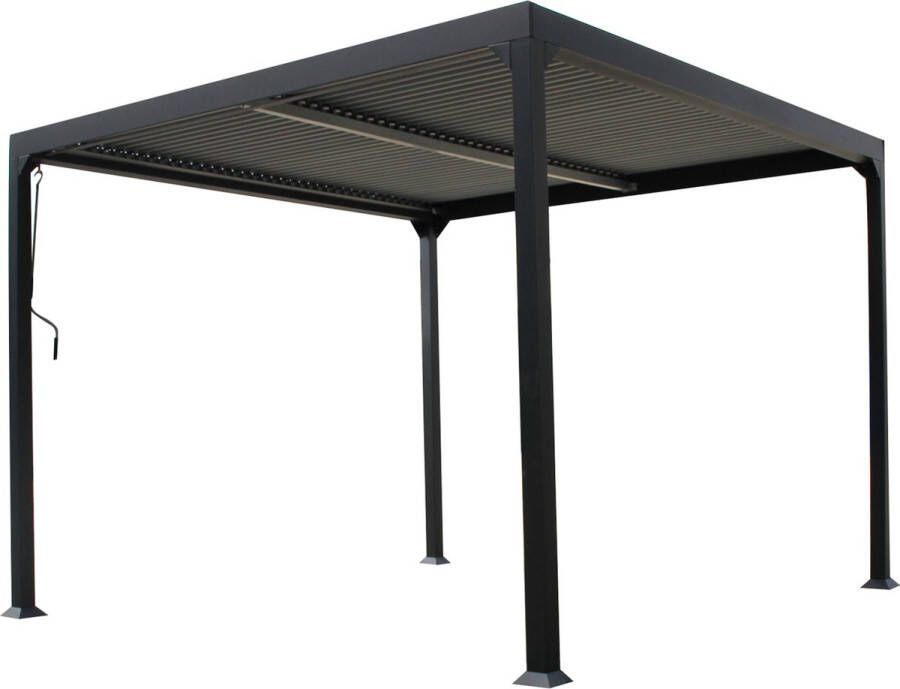 Generic GENERIEK Pergola 3x3 m 9 m² UV bescherming Zonwering Waterafstotend Tuinpaviljoen Modulair dak Pergola met lamellendak Aluminium Antraciet