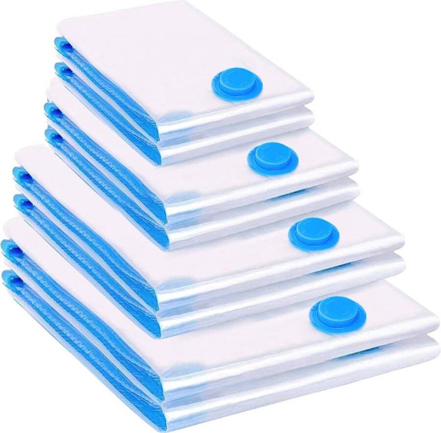 Generic Herbruikbare Vacuum Opbergzakken Set Vacuumzakken Kledingzakken Vacumeer Bags Zak Reis Koffer Bagage Opberger Kledingzak 80% Ruimtebesparend Onder Bed Kleding Dekbed Kussen Opbergen 8 Stuks 4 Sizes