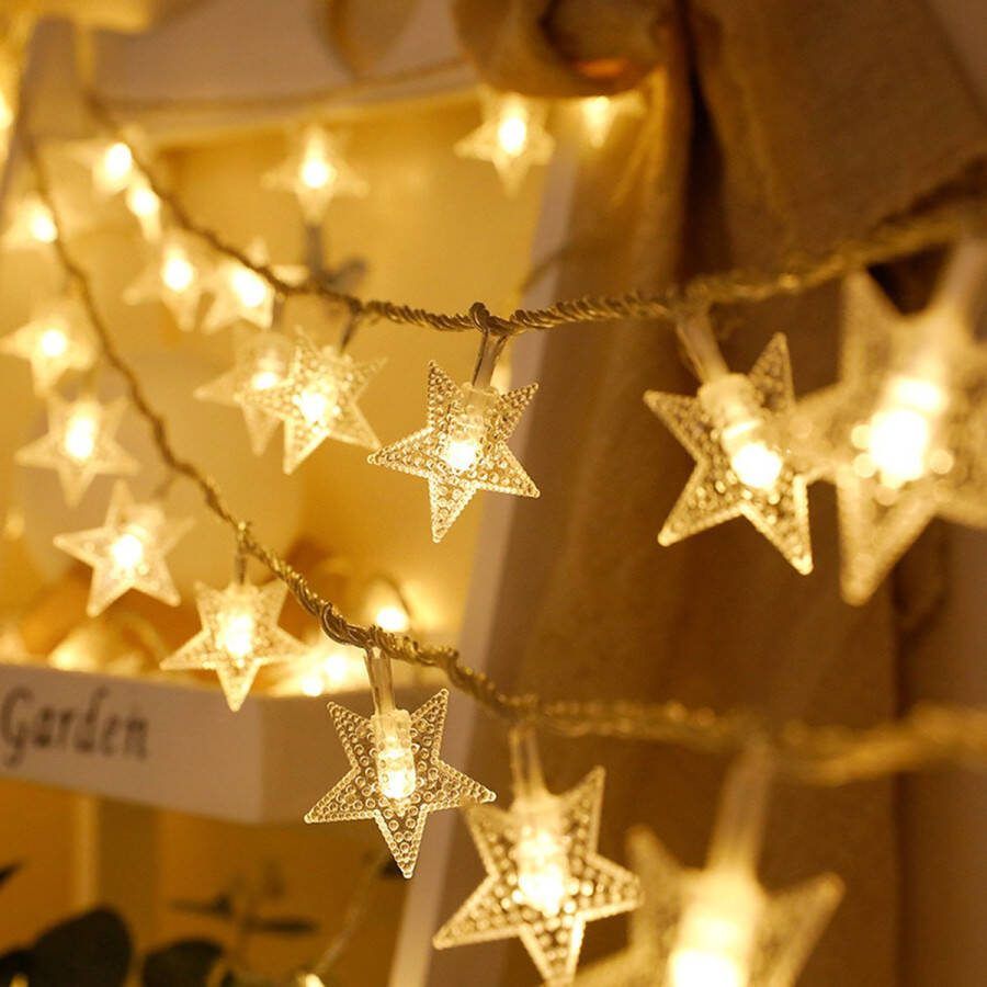 Generic Kerstverlichting met stekker 10M 100LED Kerstverlichting Sterren 8 standen Waterdichte elektrische kerstverlichting Binnen Buiten Sfeerlicht Feest Kerstmis Halloween Bruiloft Binnen Buiten Verlichting Decoratie Warm Wit