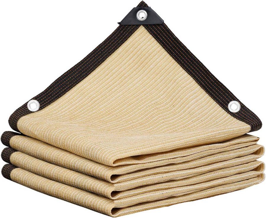 Generic Schaduwnet Beige Zonbeschermingsnet Schaduwgaas voor buitenterras Tuin Pergola Kasplanten Schaduwzeilen Zonneschermnet met oogjes 85% UV-bescherming Schaduwnetwerk Schaduwdoek-4x6m(13.1*19.7ft)