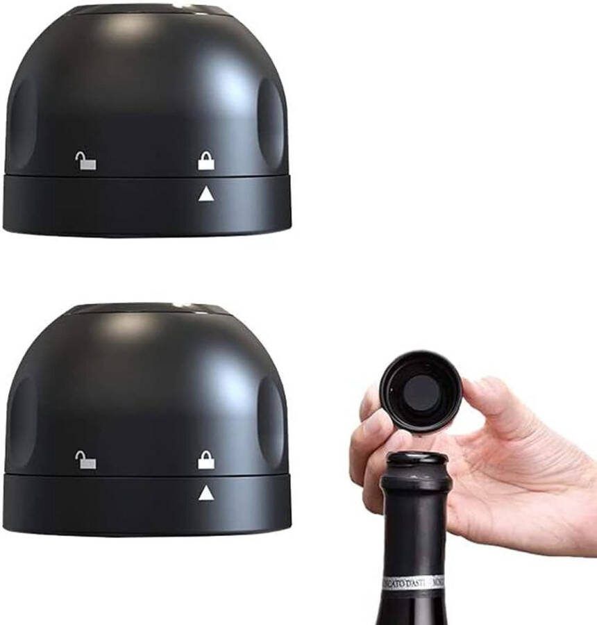 Generic Set van 2 champagnesluitingen met draaislot lekvrije siliconen champagneflesdop herbruikbare vacuüm champagnestop wijnflesdoppen exclusief voor champagne- en champagneflessen