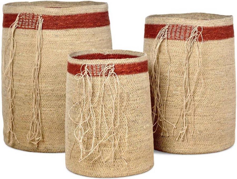 Generiek OPJET Set of 3 Baskets Natural Terracotta