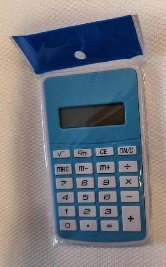 Generik Calculator rekenmachine 8 digit 12x7x0 7cm kleur Blauw inclusief batterij