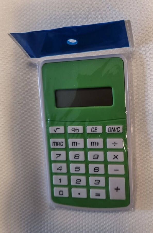 Generik Calculator rekenmachine 8 digit 12x7x0 7cm kleur Groen inclusief batterij