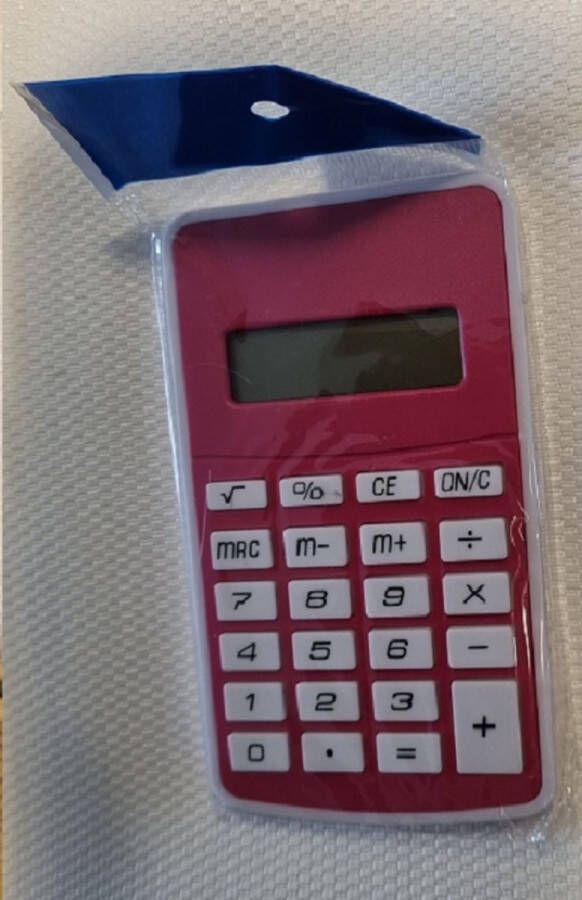 Generik Calculator rekenmachine 8 digit 12x7x0 7cm kleur Rood inclusief batterij