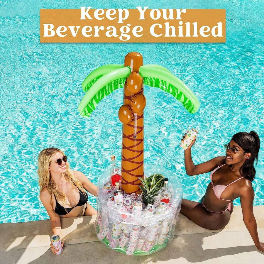 Generisch Party XXL wijnkoeler palmboom opblaasbaar verjaardagsfeest tuinfeest 152 cm thema feest strandparty zomerparty pool