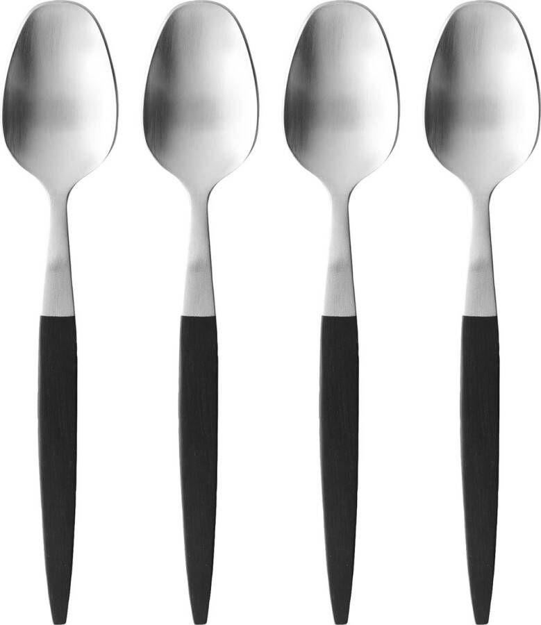 Gense Focus de Luxe Theelepel 13 2 cm 4 stuks Zwart Mat staal