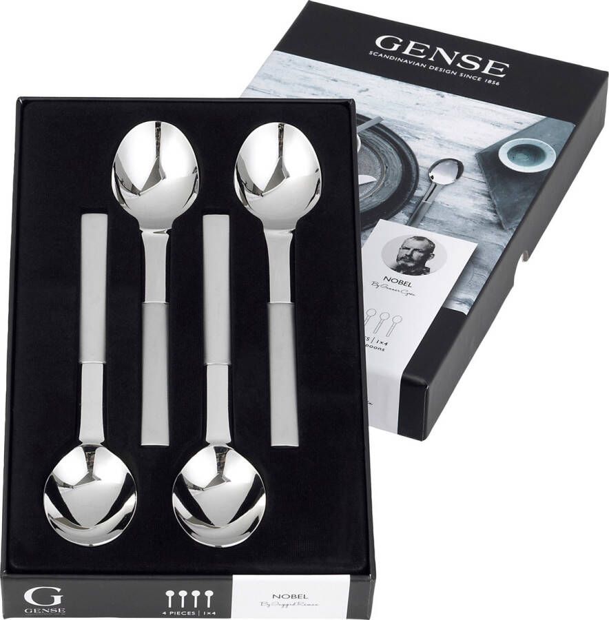 Gense Nobel Dessertlepel 16 5 cm 4 stuks Mat glanzend staal