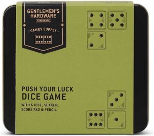 Merkloos Gentlemens Hardware Push Your Luck Dobbelspel Inclusief 6 Dobbelstenen Dobbelbeker Potlood Scoreblad