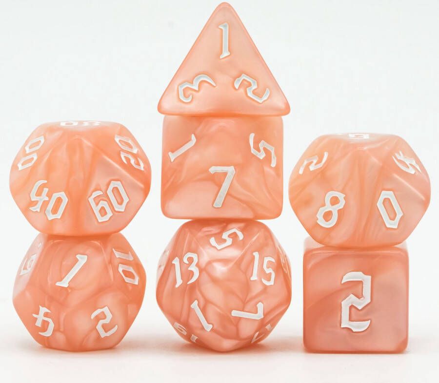 Genvi Macaron Colors Dice Licht Roze Dobbelstenen set voor D&D 7 dobbelstenen set RPG dice set