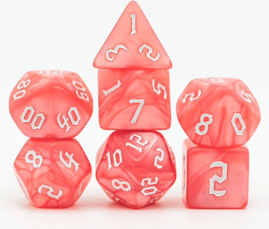 Genvi Macaron Colors Dice Roze Dobbelstenen set voor D&D 7 dobbelstenen set RPG dice set
